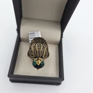 NWT Kurt Geiger London Eagle Head Green Stone Statement Ring Sz 8